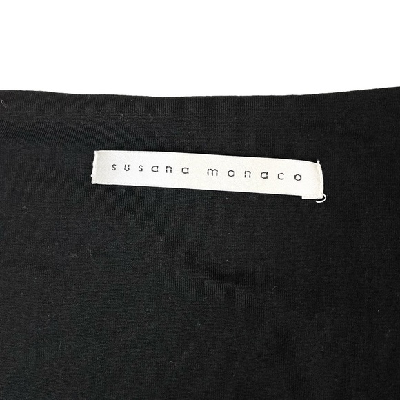 Susana Monaco Stretchy V-Neck Shift Dress Black Medium - Picture 7 of 10